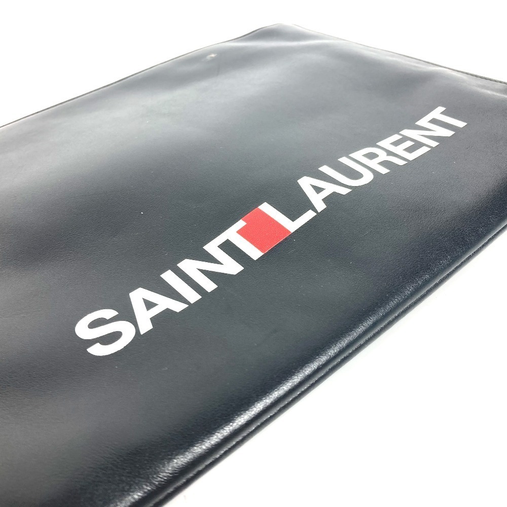 SAINT LAURENT PARIS Logo Shoulder Bag Clutch Leather Black - Picture 5 of 9